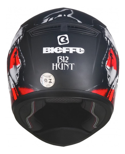 Imagem 5 de 6 de Capacete Bieffe B-12 Hunt Preto Fosco/vermelho