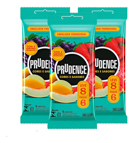 24 Preservativo Camisinha Lubrificado Cores Sabores Prudence