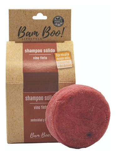Imagen 1 de 9 de Shampoo Sólido Artesanal Vino Tinto 80 Gr Bam Boo! Lifestyle