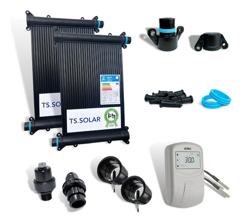 Kit Aquecedor Solar Piscina 10 Placas 3m Contr Tholz + Valv