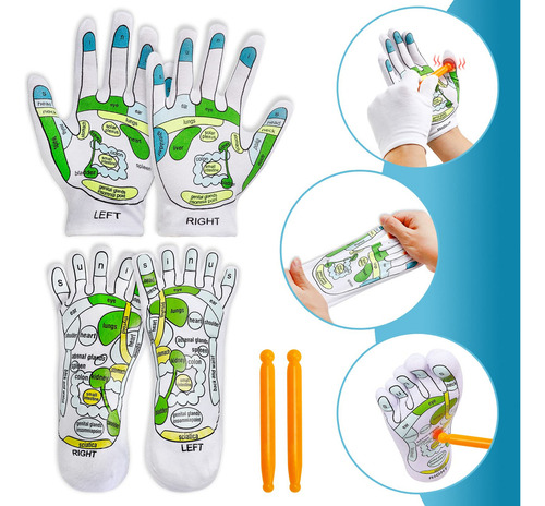 Onukaly - Juego De 4 Guantes Y Calcetines De ReflexologĂa,