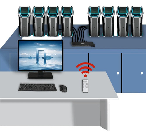 Chaveador E Seletor Kvm Hdmi Usb 8 Portas C/cabos E Controle