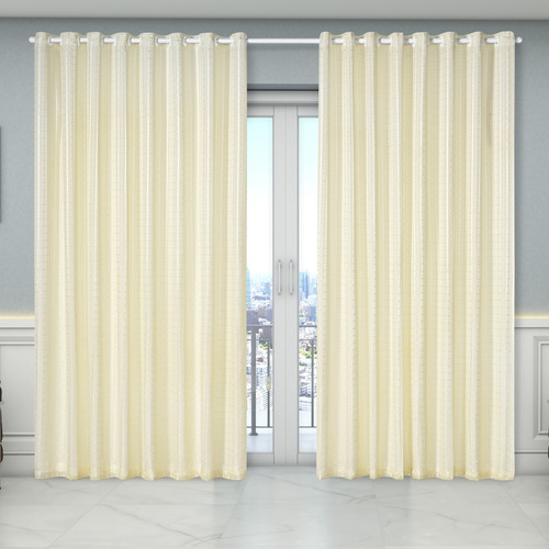 Cortina Dual Forro Com Voil Xadrez 4,00m X 2,70m Porta Sala