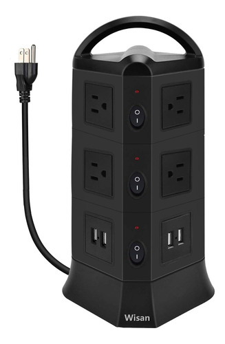Regleta Multicontactos Hub De Alimentacion Con Usb De Torre
