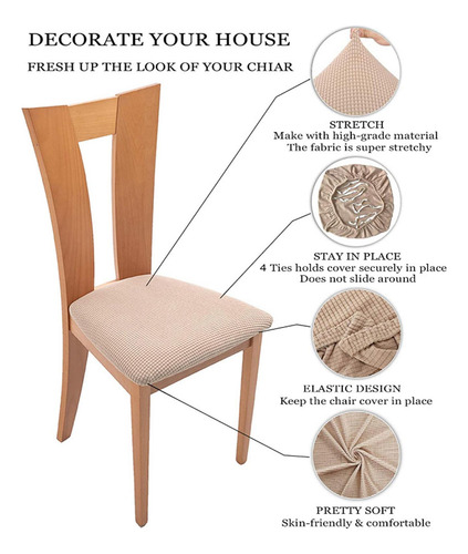 Estirar La Cubierta Del Asiento De La Silla De Comedor Beige