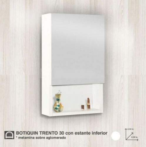 Botiquin Baño Puerta 30x50 Cm Espejo Melamina Sin Interes