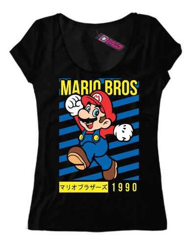 Remera Mujer Mario Bros 1990 T794 Dtg Premium