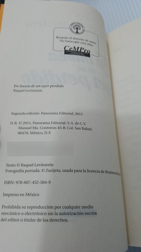 En Busca De Un Ayer Perdido / Raquel Levinstein(usado, 2015) (Usado)