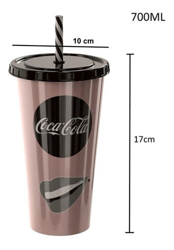 Copão Coca Cola Shake 700ml Com Tampa E Canudo Cor Rosa