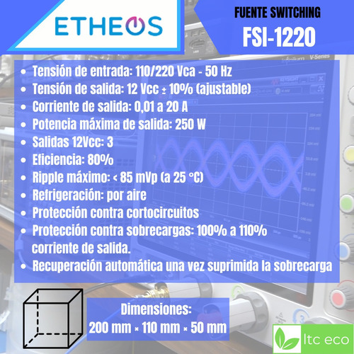 Imagen 3 de 10 de Fuente Switching 12v 20a Regulada C Protección Led Cctv 250w