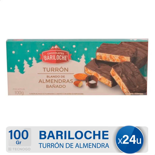 Turron De Almendras Chocolates Bariloche Bañado Pack X24