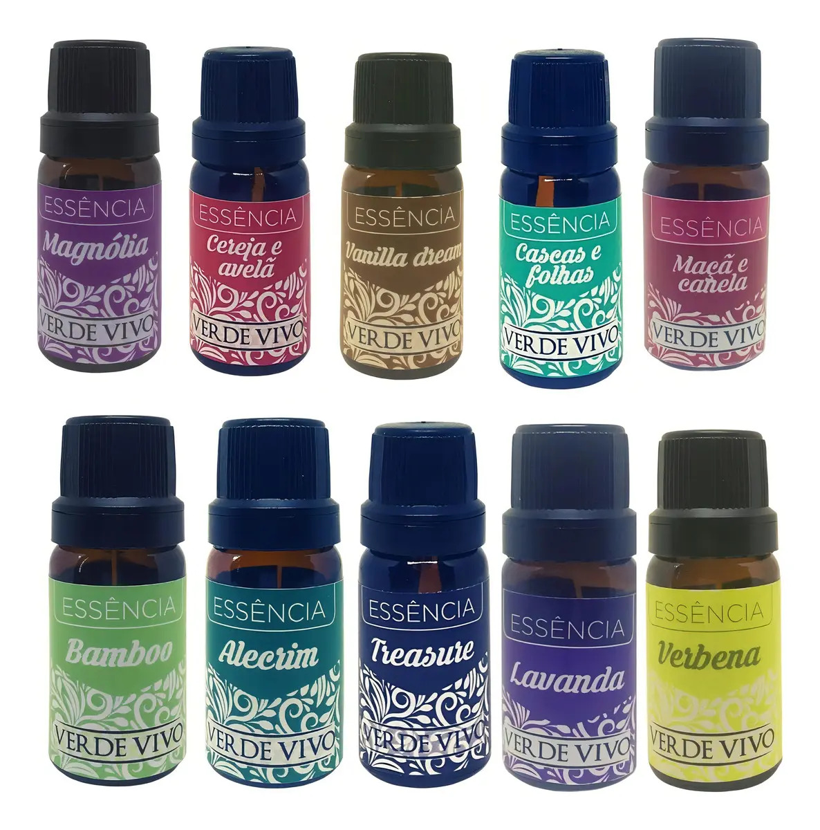 Kit Com 10 Essências Para Difusor Elétrico 10ml Verde Vivo