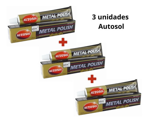3 Polidor De Metais Autosol Roda Cromado Blindado Cobre Inox