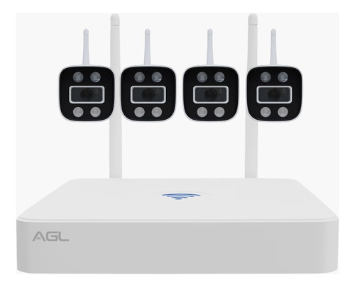 Kit Nvr Agl Sem Fio Wifi Full Hd 2mp Com 4 Câmeras Ip Bullet