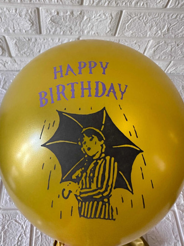 Pack 12 Globos Látex Merlina Dedos Lluvia Violonchelo Happy
