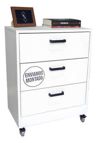 Criado Mdf Moderno 50cm Branco Quarto Casal Cama C/ Rodinhas Acabamento Fosco