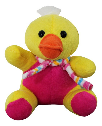 Imagem 1 de 1 de Pelúcia Bichinho Animal Pato De Cachecol Amarelo E Rosa