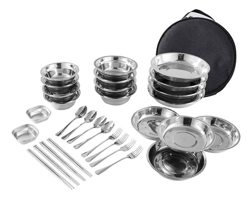 Conjunto De Pratos E Tigelas De Aço Inoxidável, Utensílios