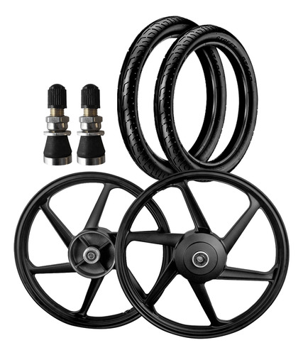 Combo Roda 6p Titan + 2 Pneu Vipal 90/90-18 80/100-18 + Bico