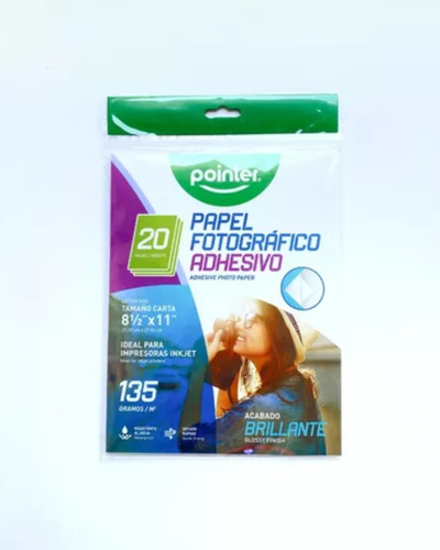 Papel Fotográfico Adhesivo Pointer Tamaño Carta 135gram 