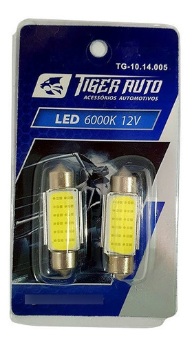 Par Lampada Led Torpedo 36mm Cob Tiger 12v 6000k