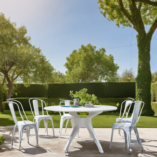 Silla De Comedor Tolix Con Apoyabrazos Set X4 Liso Blanco Blanco