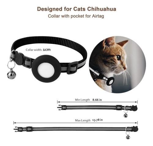 Airtag Collar Para Gato, Collar De Gato Con Campana Y Hebill