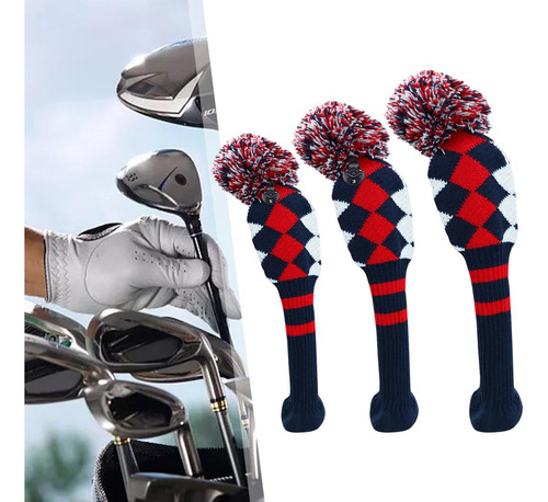 3pcs Pom-pom Head Covers Cuello Largo Golf Wood Pastilla