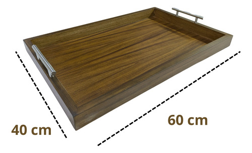 Charola De Servicio De Madera Color Parota | 60 X 40 Cm |