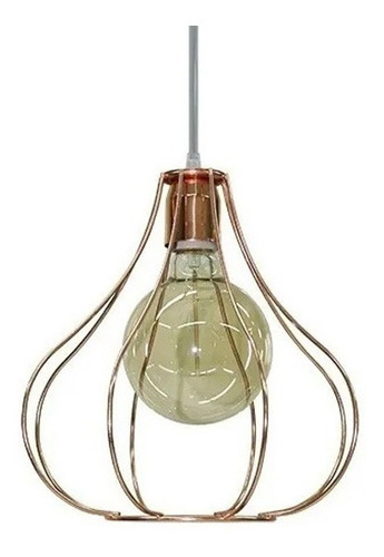 Colgante Jaula 1 Luz Flor Cobre Vintage Deco Apto Led