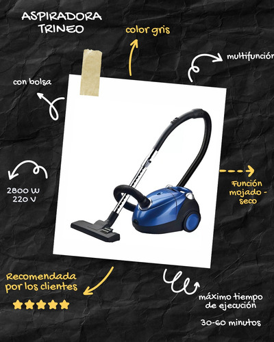 Aspiradora Raf Hlc R8661b 2l Trineo 1200w