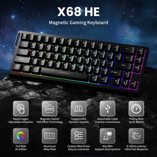 Teclado De Juego X68 He Wired Rapid Trigger Magnetic Switch