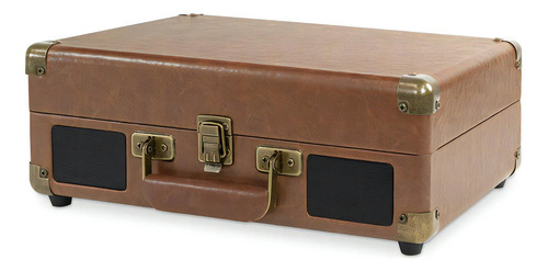 Tornamesa Bluetooth Bocinas Maletin Vintage Tocadiscos Vinyl Color Café
