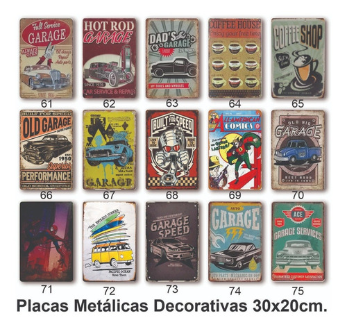 Imagen 6 de 10 de Placas Metálicas Decorativas 30x20 Vintage Retro Bares Salas