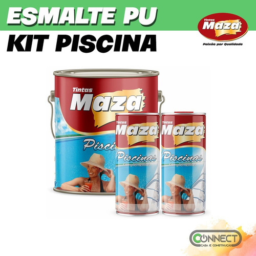 Kit Tinta Para Piscina Esmalte Pu Maza - 4,5 Litros Azul Pis