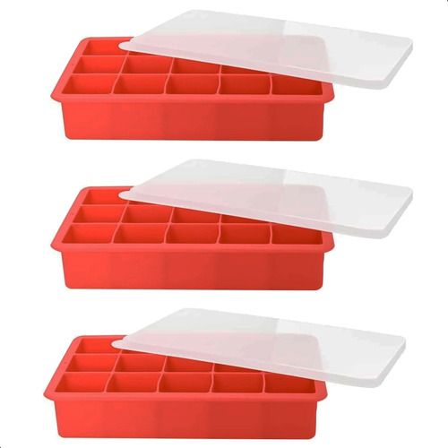 Kit 3 Formas De Silicone Gelo Flexível Sobremesas Com Tampa