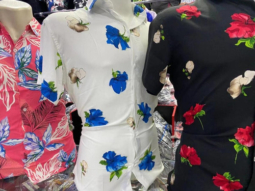 Kit 4 Camisa Social Masculino Slim Florida Floral