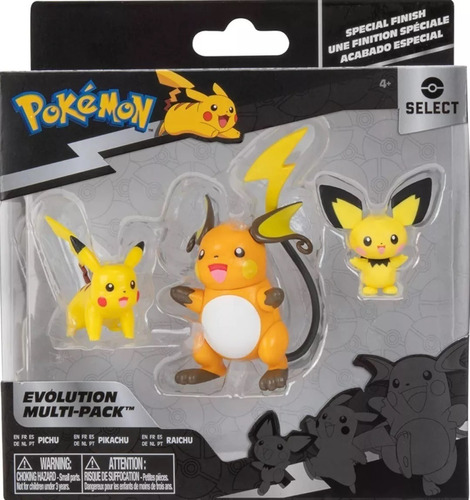 Pack Figuras Evolucion Pokemon Select Pichu Raichu Y Pikachu