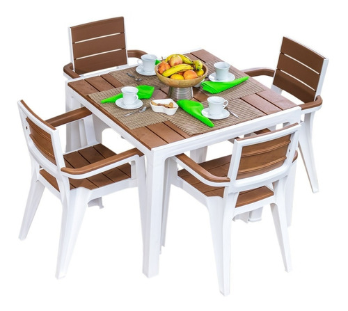 Juego De Comedor Tipo Madera Exterior Marca Mq