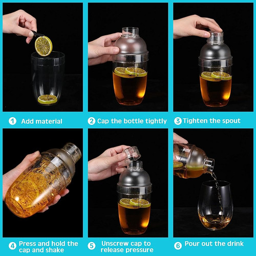 7 Piezas De Coctelera De Plástico Set Drink Mixer Con Mark C