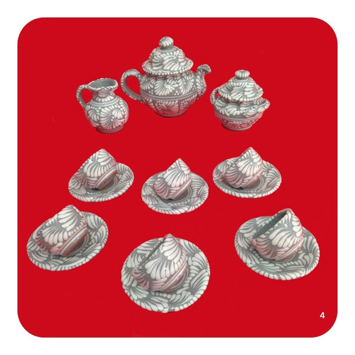 Juego De Café Cubano De Talavera Poblana Express Gris M4 Cfx