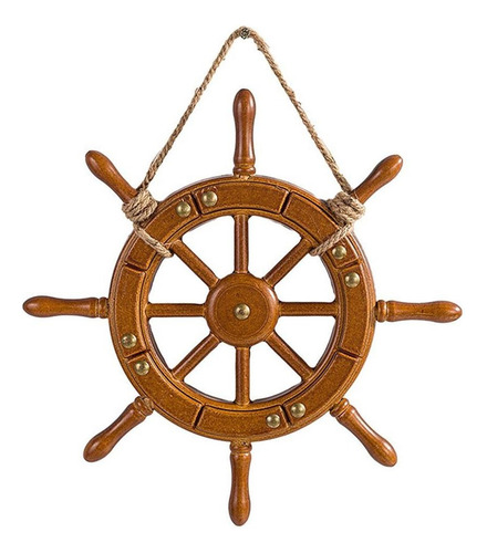 Timón De Barco De Madera Adorno De Pared 35cm