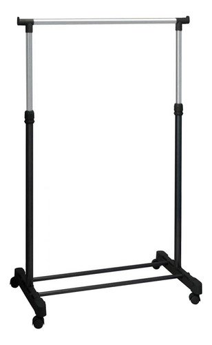 Perchero Regulable De Aluminio Con Ruedas Barral Simple Negro