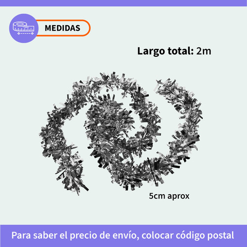 Boa Guirnalda Navideña 2mts Colores Decoración Plateado Metalizado