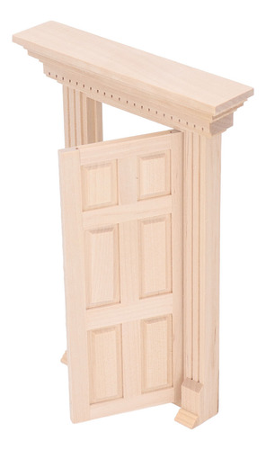 Puerta En Miniatura De Casa De Muñecas 1:12 Con Panel De Mad