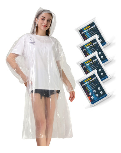 Airpler Ponchos De Lluvia Desechables Para Adultos, Paquete