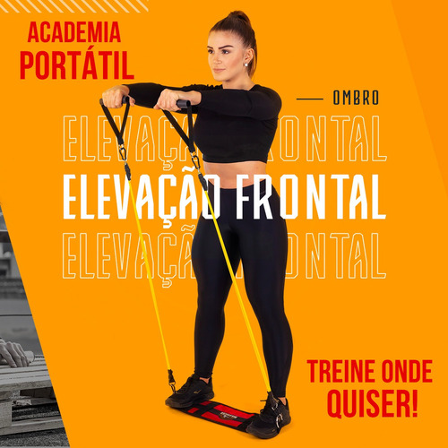 Kit Elástico Com Barra Bulldozer Treino Exercício Em Casa