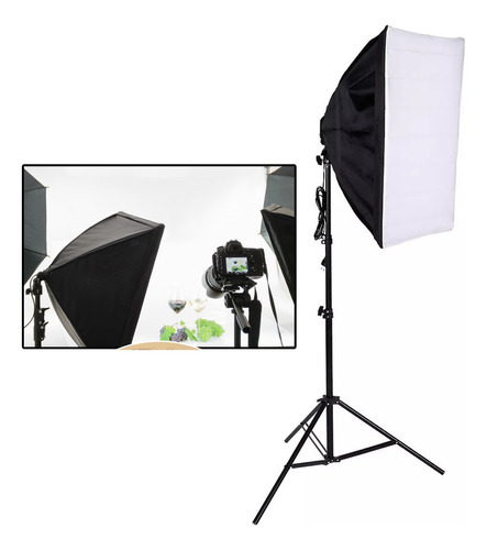 Kit Luz Contínua Soft Box 50 X 70 Soquete E27 + Tripe 2m 