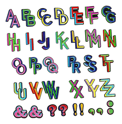 Mz Alfabeto / Letras Hierro En Parche 62 Piezas De Colores