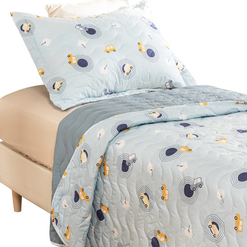 Imagen 1 de 9 de Cubrecama 1 Plaza Reversible Auto Bosque